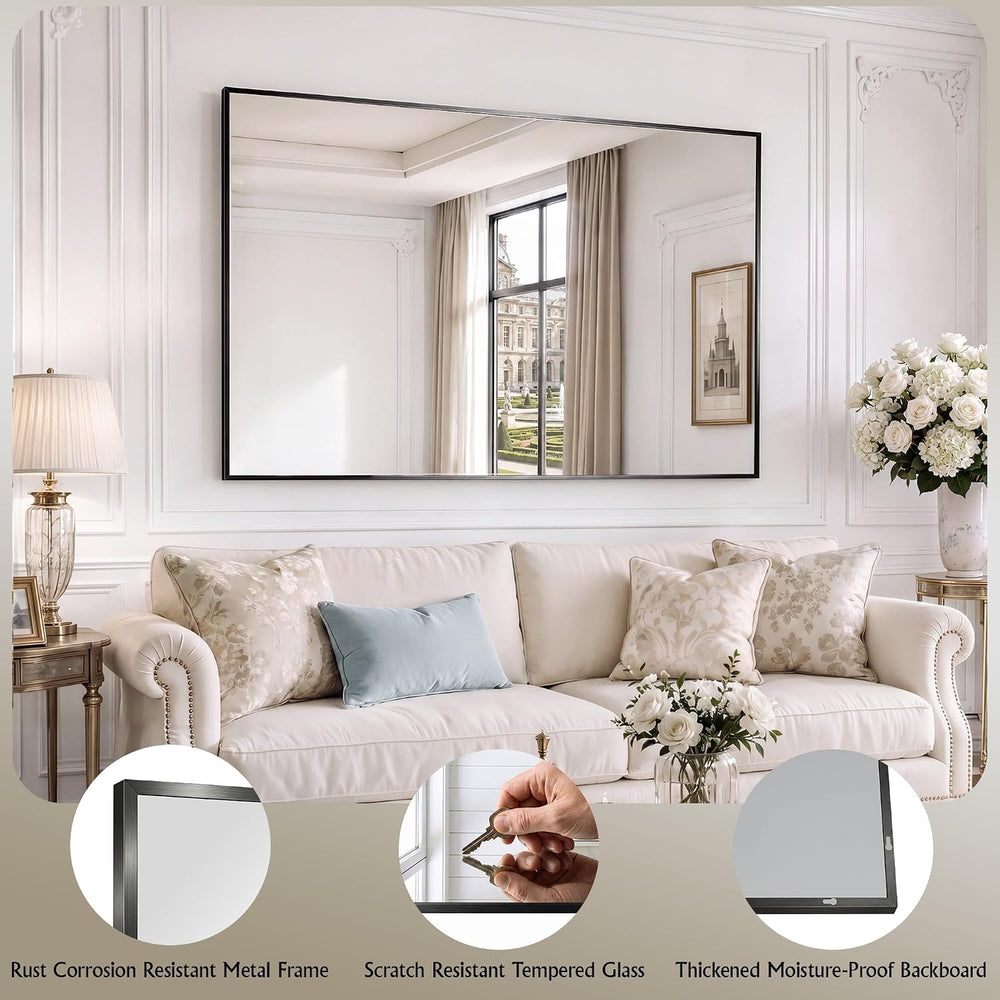 30"x40" Black Bathroom Mirror Wall Mounted for Over Sink