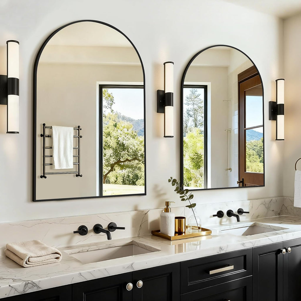 Arched Bathroom Vanity Mirror for Over Sink, 2 Pack 30”x20”, Black