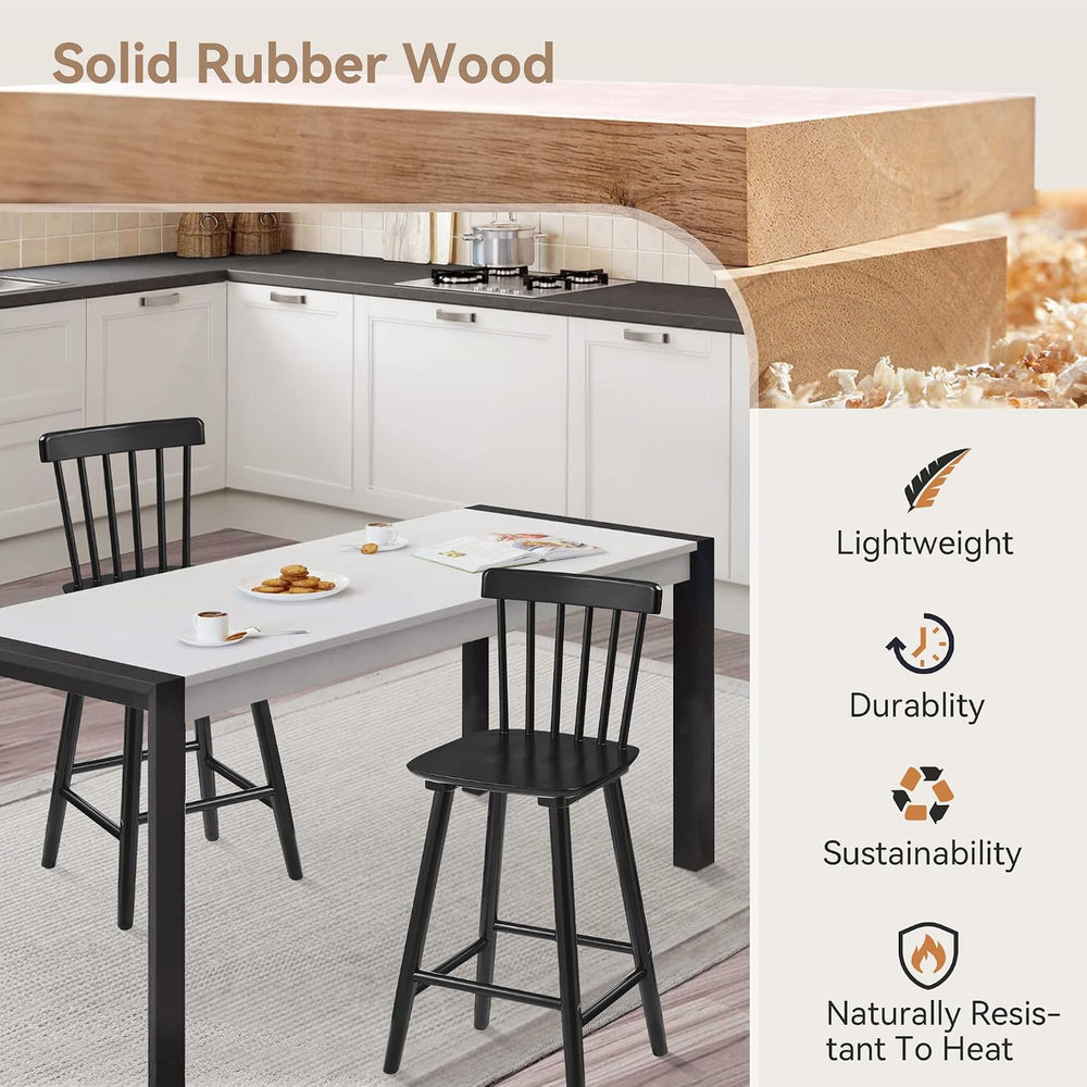 LUE BONA Windsor Wooden Bar Stools Set of 4 for Kitchen Island, Farmhouse 24 ...