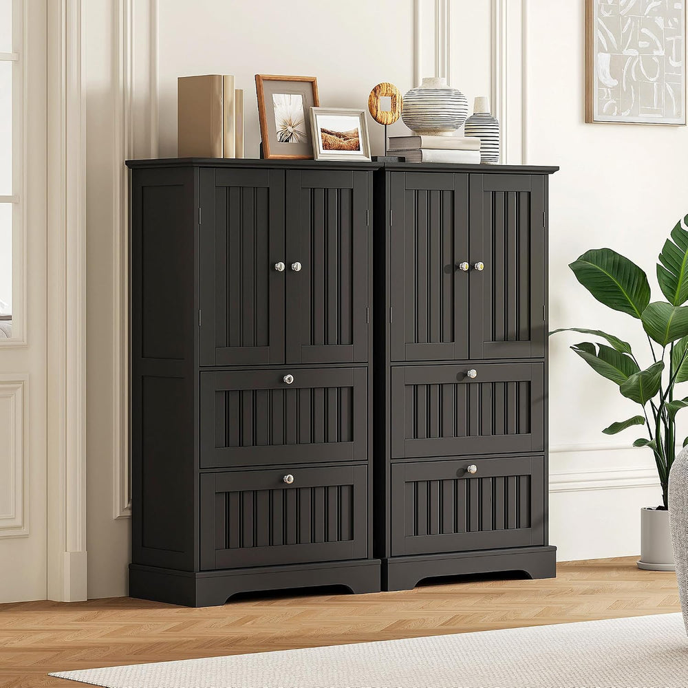 Treocho Bathroom Floor Cabinet with 2 Drawers and Adjustable Shelf