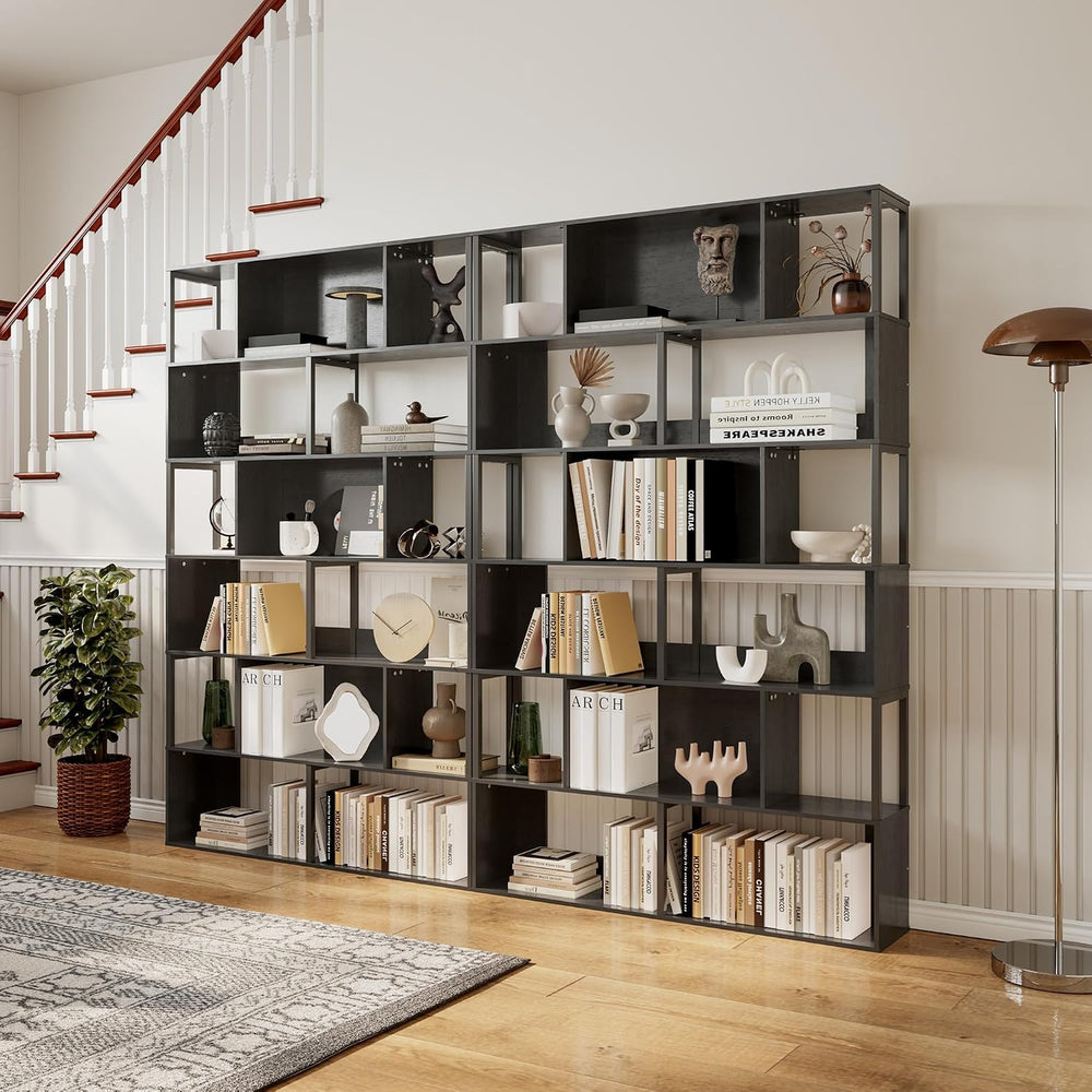 Garvee 6-Tier Bookshelf, Tall Geometric Bookcase, Modern Room Divider & D...