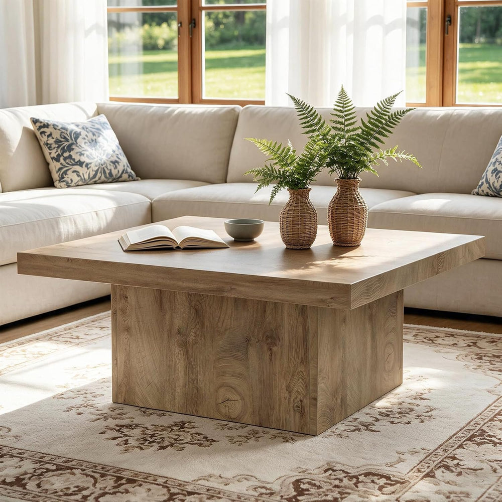 Square Coffee Table,Wooden Living Room Table,Center Table with a Large Tablet...