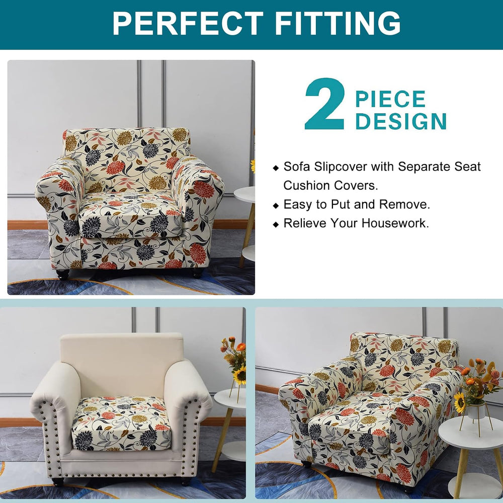 KRFOONN 2 Piece Chair Covers Printed Sofa Covers Couch Covers Washable Armcha...