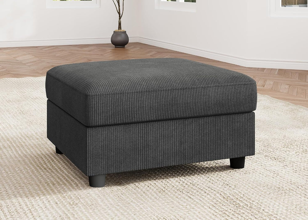 HONBAY Modern Corduroy Ottoman Module Sofa, Ottoman Bench with Storage, Dark ...
