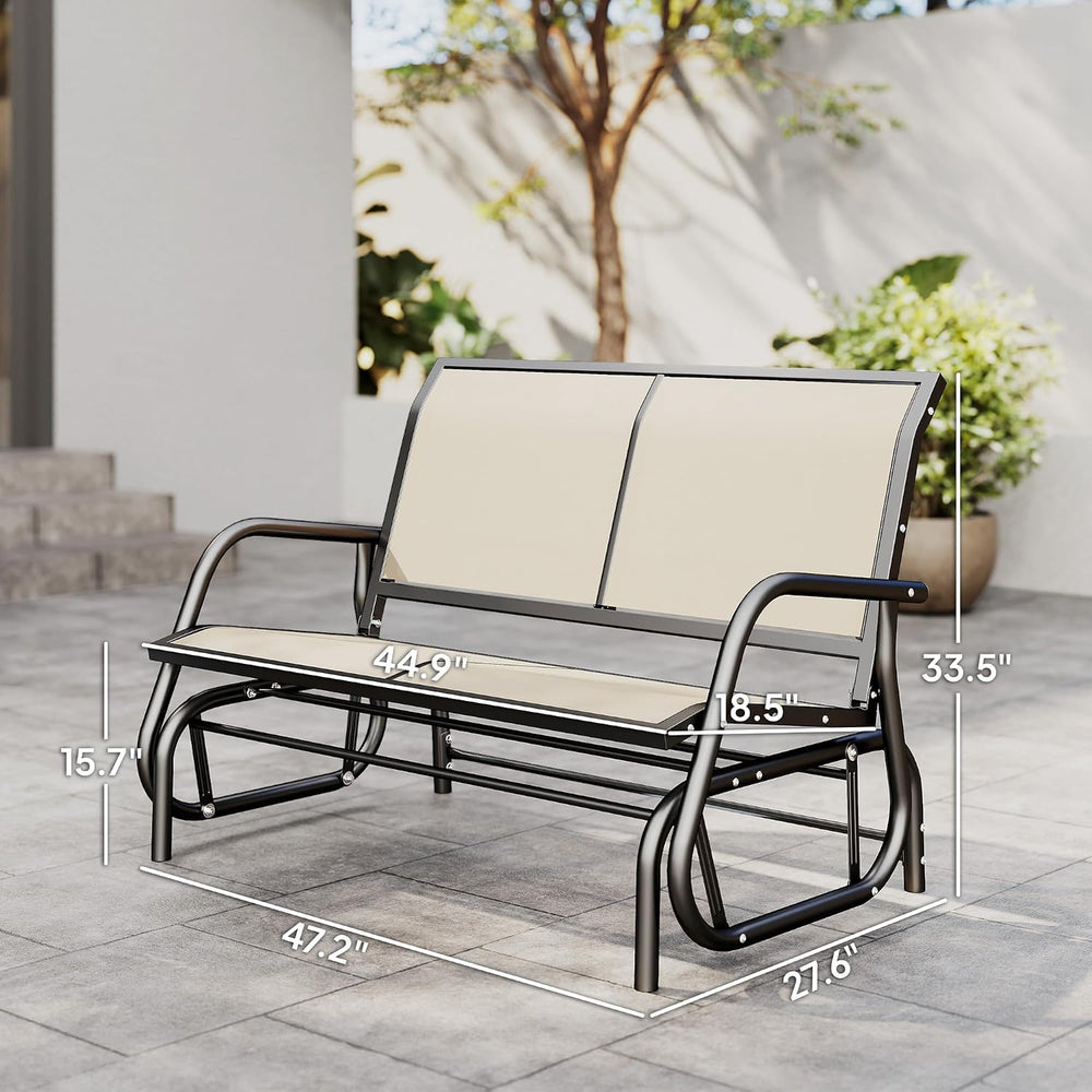 Outsunny 2-Person Outdoor Glider Bench with Steel Frame, Beige