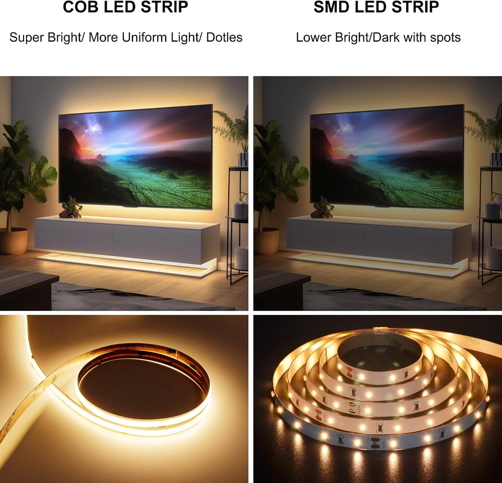 AXMOTUT 32.8ft COB LED Strip Light Warm White, High Bright LED Strips with 32...