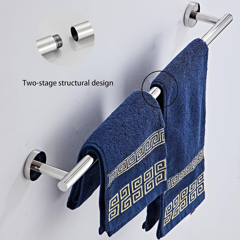 Chrome Bathroom Hardware Set 5 Piece with Towel Racks for Bathroom, SUS304 St...
