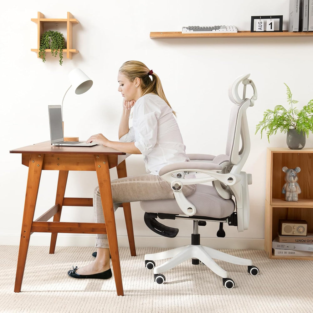 Nnewvante 46" Bamboo Writing Desk with Drawers for Home Office, Brown