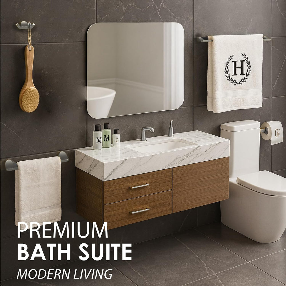 Mega Handles Bathroom Accessory Set Satin Nickel - 4-Piece, Towel Bar Set
