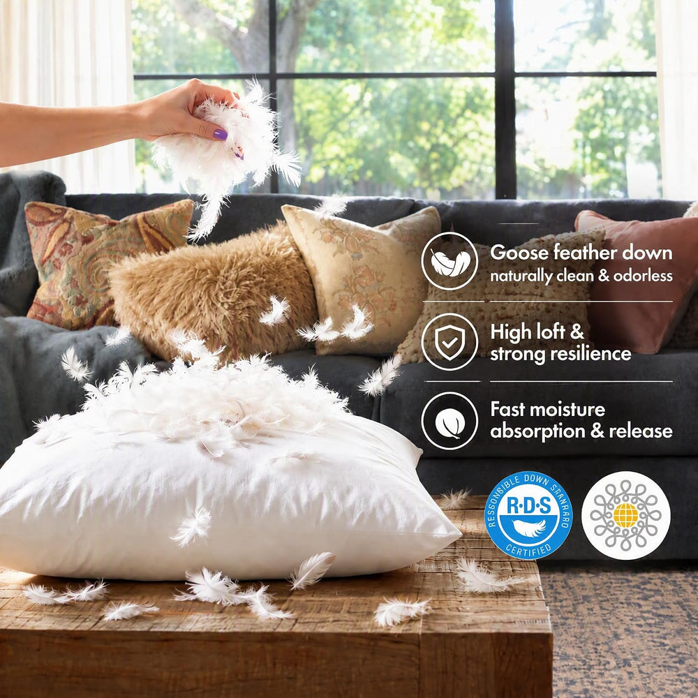 basic home® Hotel-Style 24x24 Goose Feather Down Euro Pillow Insert for Sofa ...