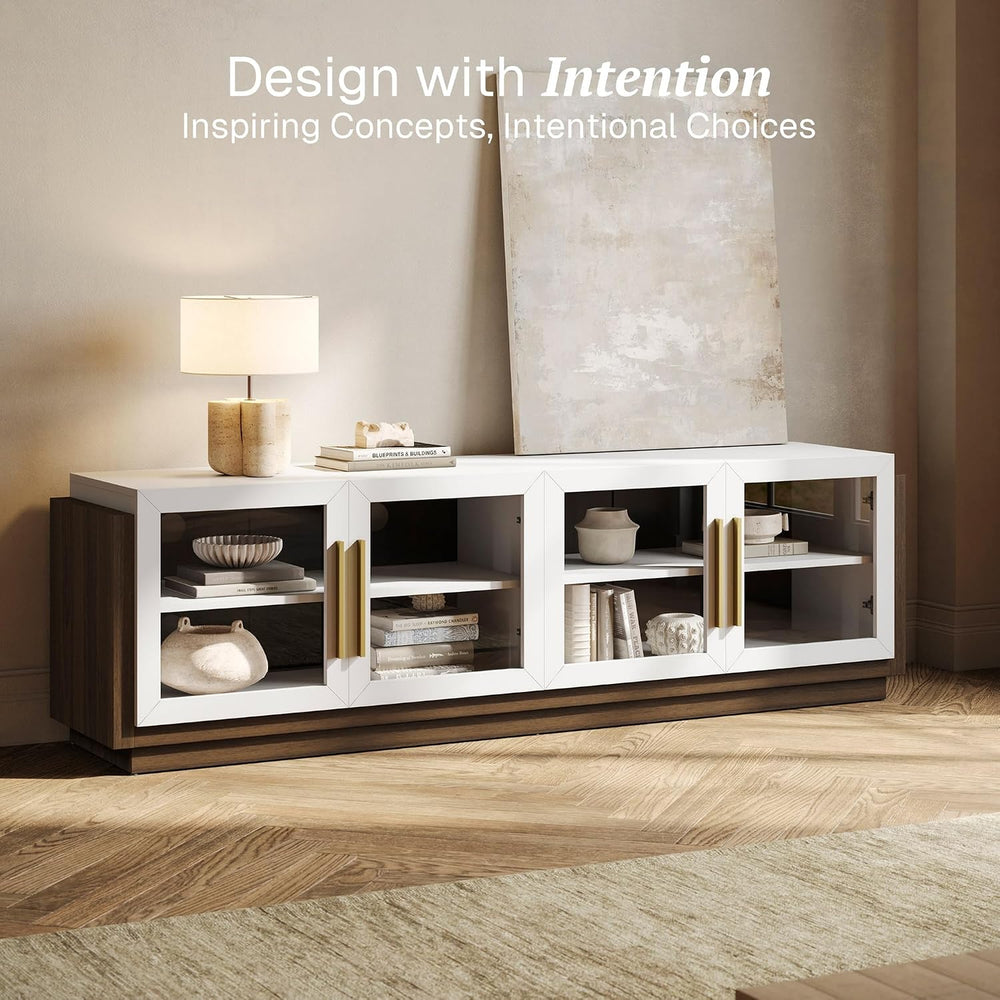 BELLEZE Brixston 70 In TV Stand & Entertainment Center-White