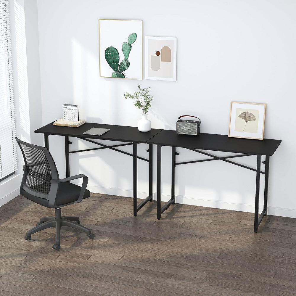 Lutown-Teen Folding Computer Desk 47 inch No Assembly Required, Black