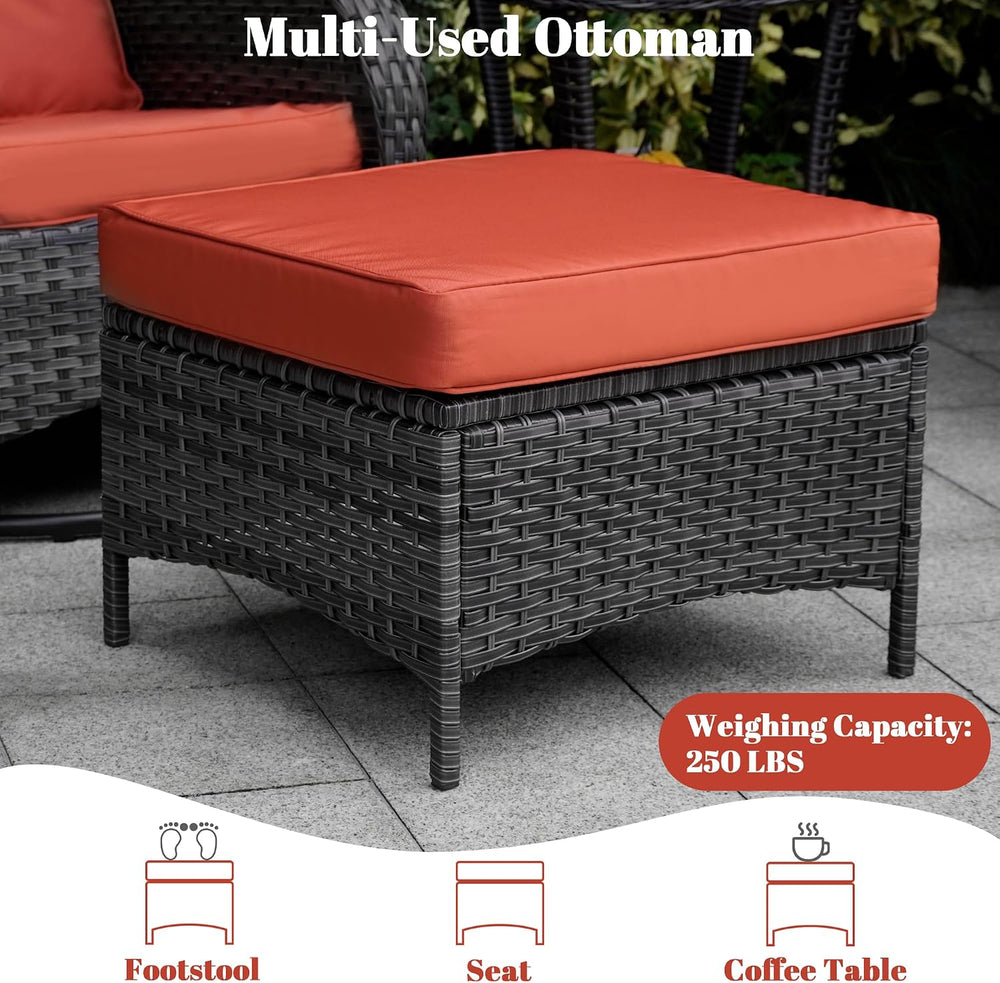 5 Piece Outdoor Patio Furniture Set,Wicker Patio Conversation Set with Swivel...