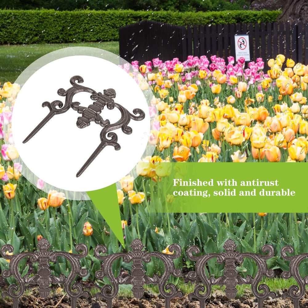 Sungmor Cast Iron Brown Flower Bed Edging - 9.4 Inches Tall 4 Pack
