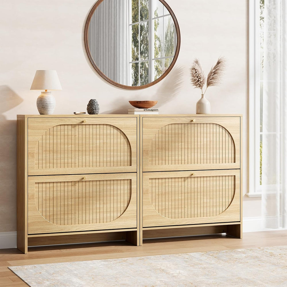 Nicetree Arch-Chic Shoe Cabinet for Entryway, Modern Mid-Century Shoe Storage...