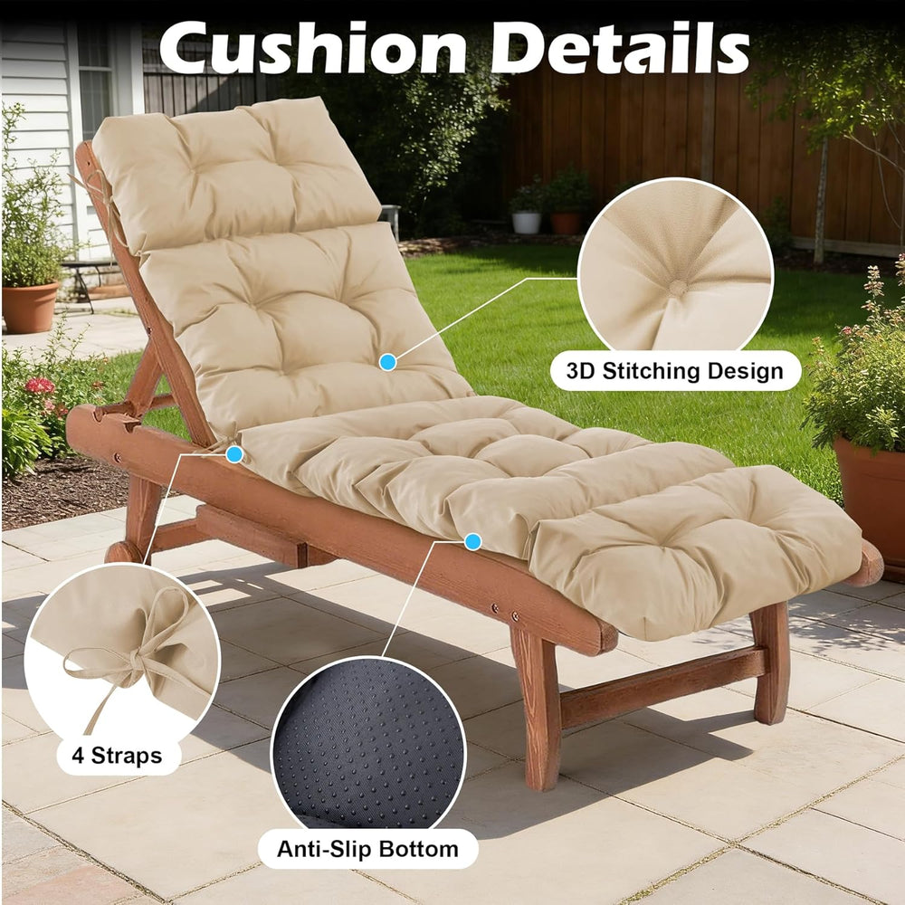 Chaise Lounge Cushions Outdoor, Waterproof & Fade Resistant Patio Lounge ...