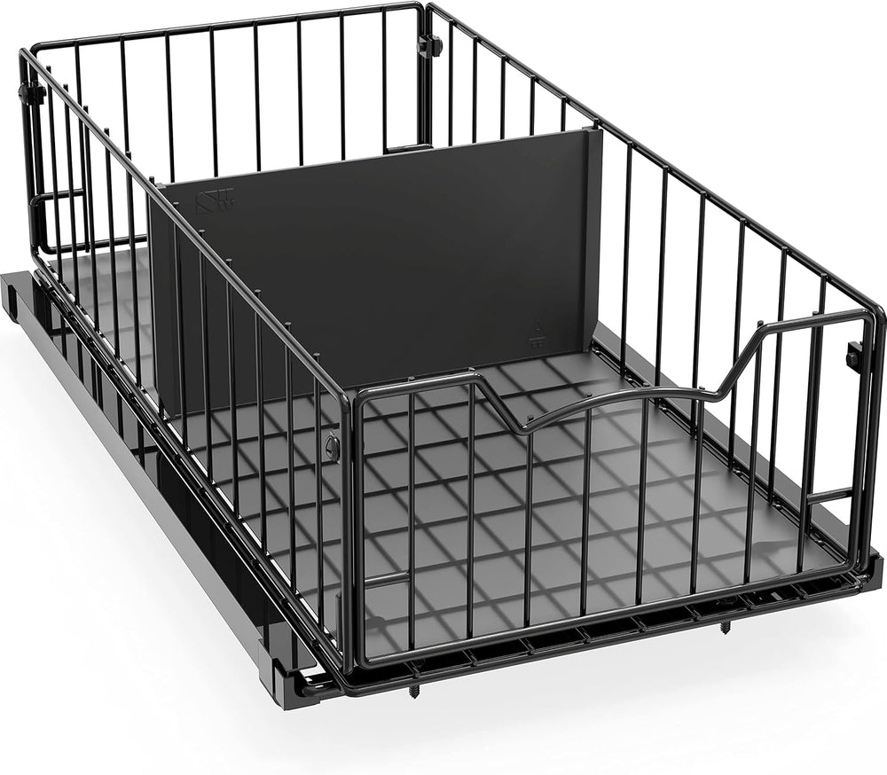 Simple Houseware Pull-Out Cabinet Sliding Basket, 17.2Dx9.7Wx5H, Black