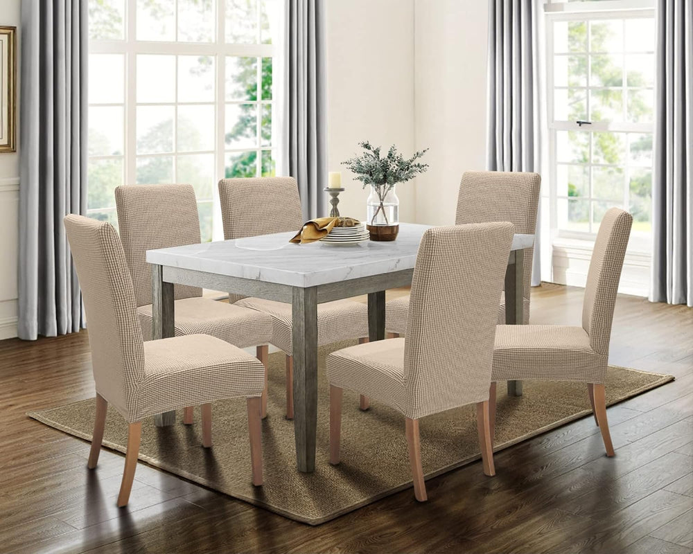 SPRINGRICO 6 Pack Dining Room Chair Covers with seat Belt, Stretch Parsons Ch...