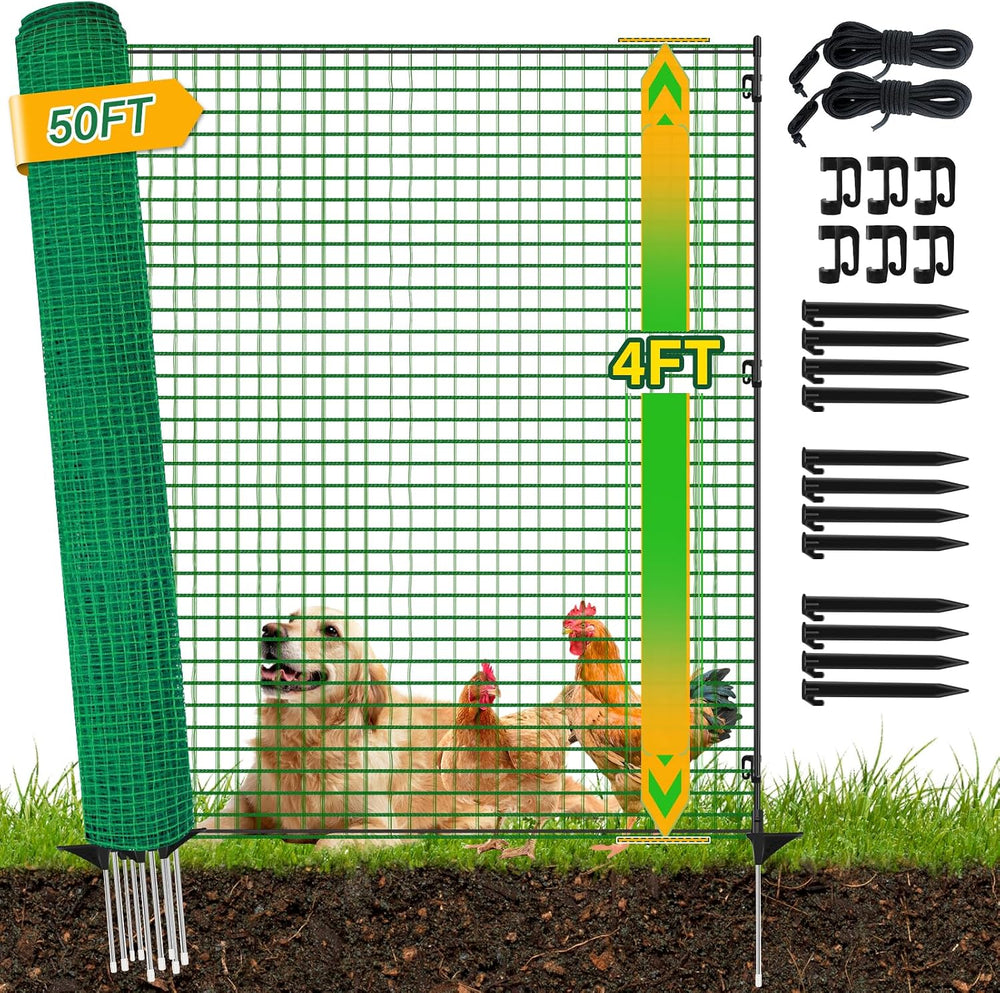 4x50FT Temporary Fence with Posts,Plastic Garden Safety Fence