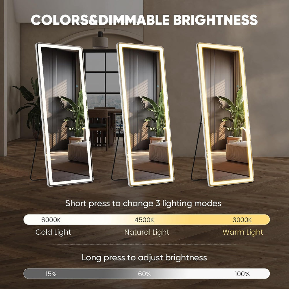 LED Rectangular Full Length Mirror, 71"L x 26"W Body Standing Mirror