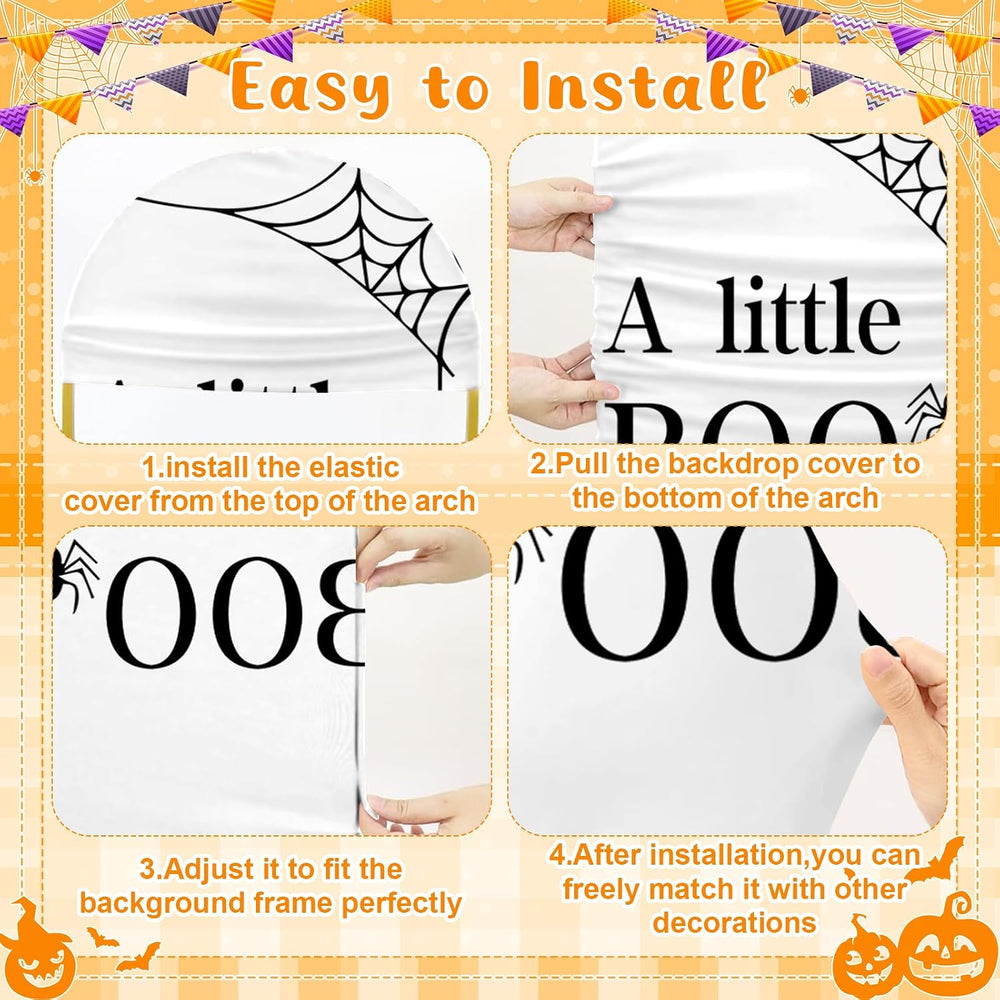 3 Pcs Halloween A Little Boo is Almost Due Arch Backdrop with 4FT 5FT 6FT