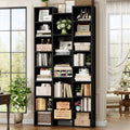 FOTOSOK 71'' H Black Bookshelf with 21 Cubes, Triple Wide Tall Bookshelf