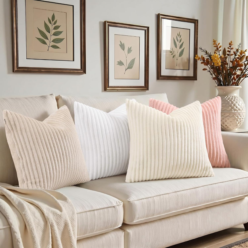 Simmore Fall Soft White Flannel Throw Pillow Covers 26X26 Set of 2