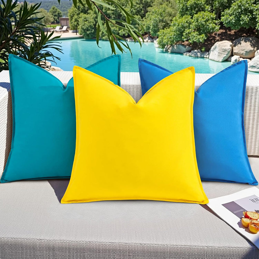 decorUhome Outdoor Waterproof Faux Linen Throw Pillow Covers 26x26 Set of 2