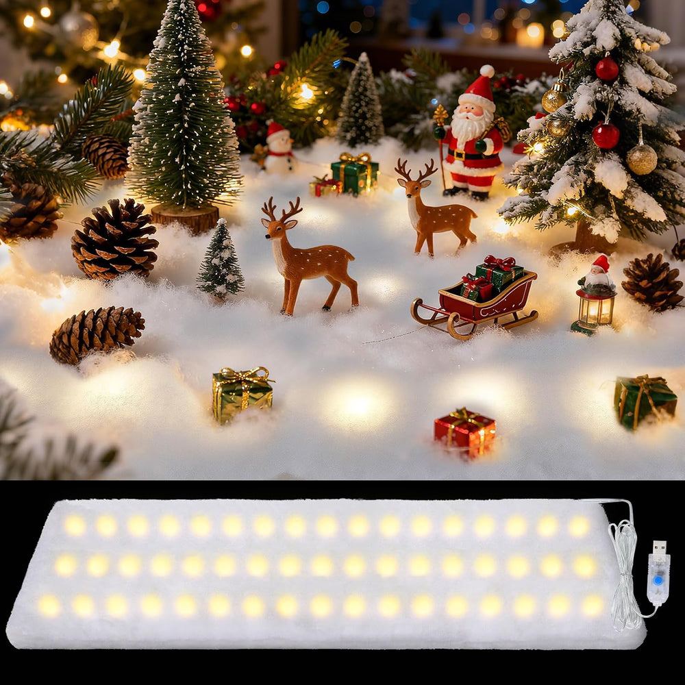 Cosweet LED Fake Snow Blanket for Christmas Village Display, 63'' x 1...