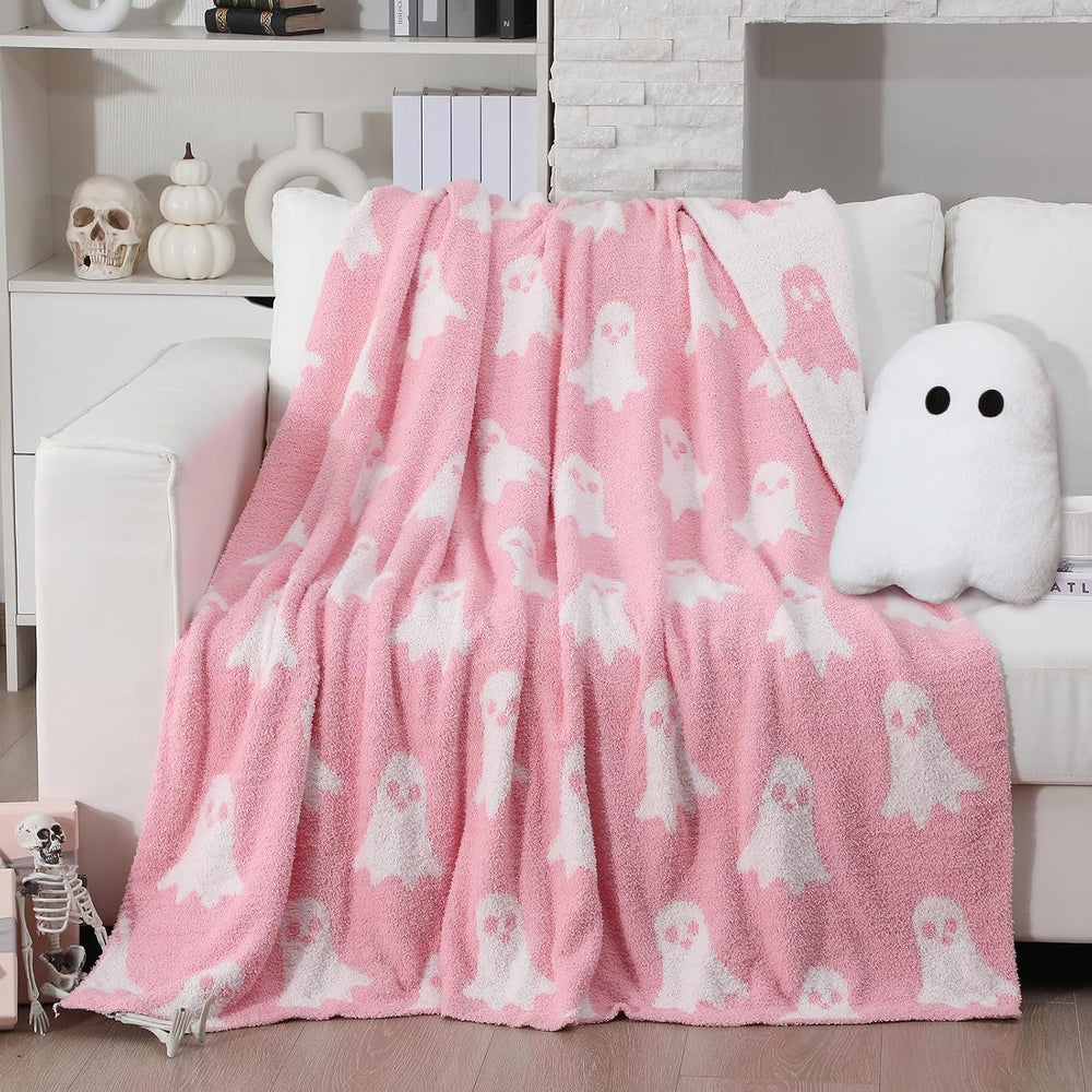 Halloween Ghost Throw Blanket and Pillow Set, 50 x 60 Inch