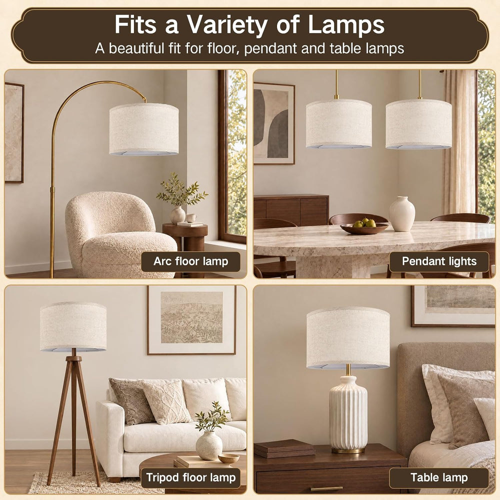 OUTON Beige Large Drum Lamp Shade for Floor Lamps, 18.5" x 18.5" x ...