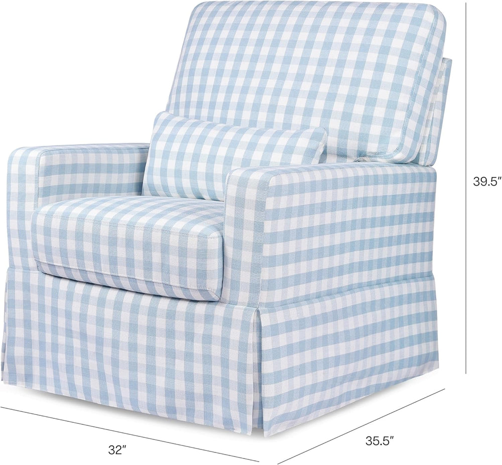 NAMESAKE Crawford Pillowback Comfort Swivel Glider, Blue Gingham