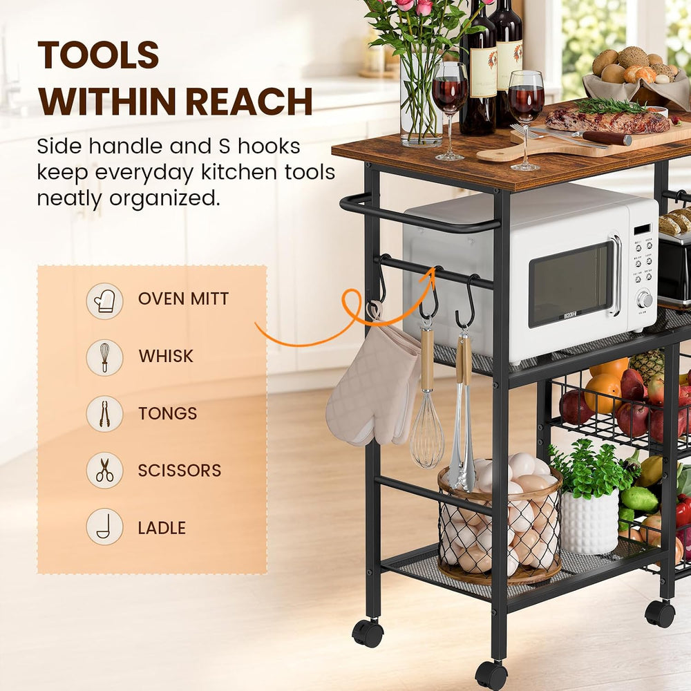 Snughome Rolling Kitchen Island with Storage, Microwave Stand Cart
