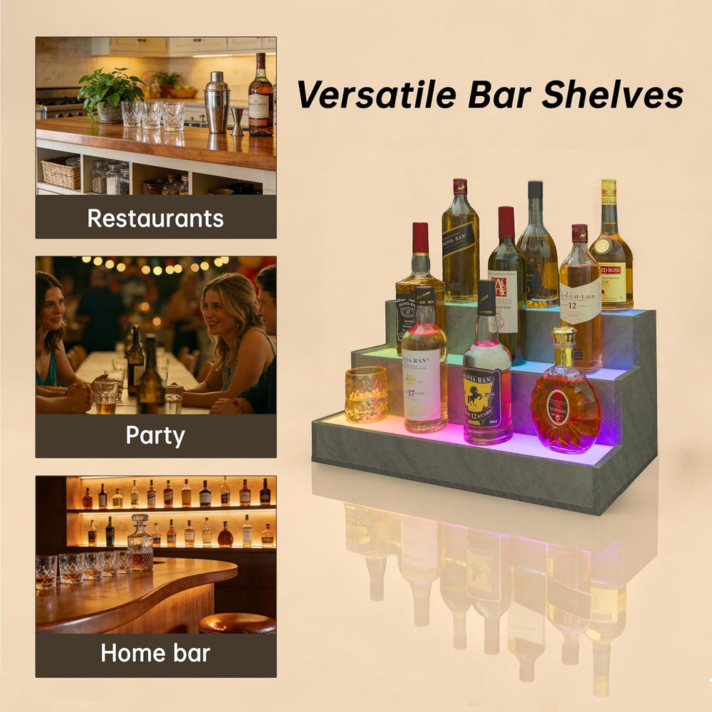 Cubehom Wine Rack LED Liquor Bottle Display Shelf for Home Bar Stand Decor