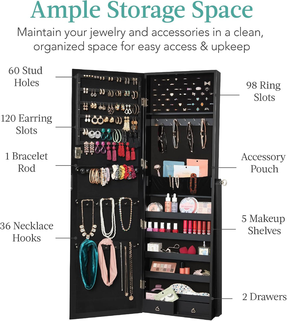 Best Choice Products Freestanding Jewelry Armoire Cabinet, Full Length Standi...