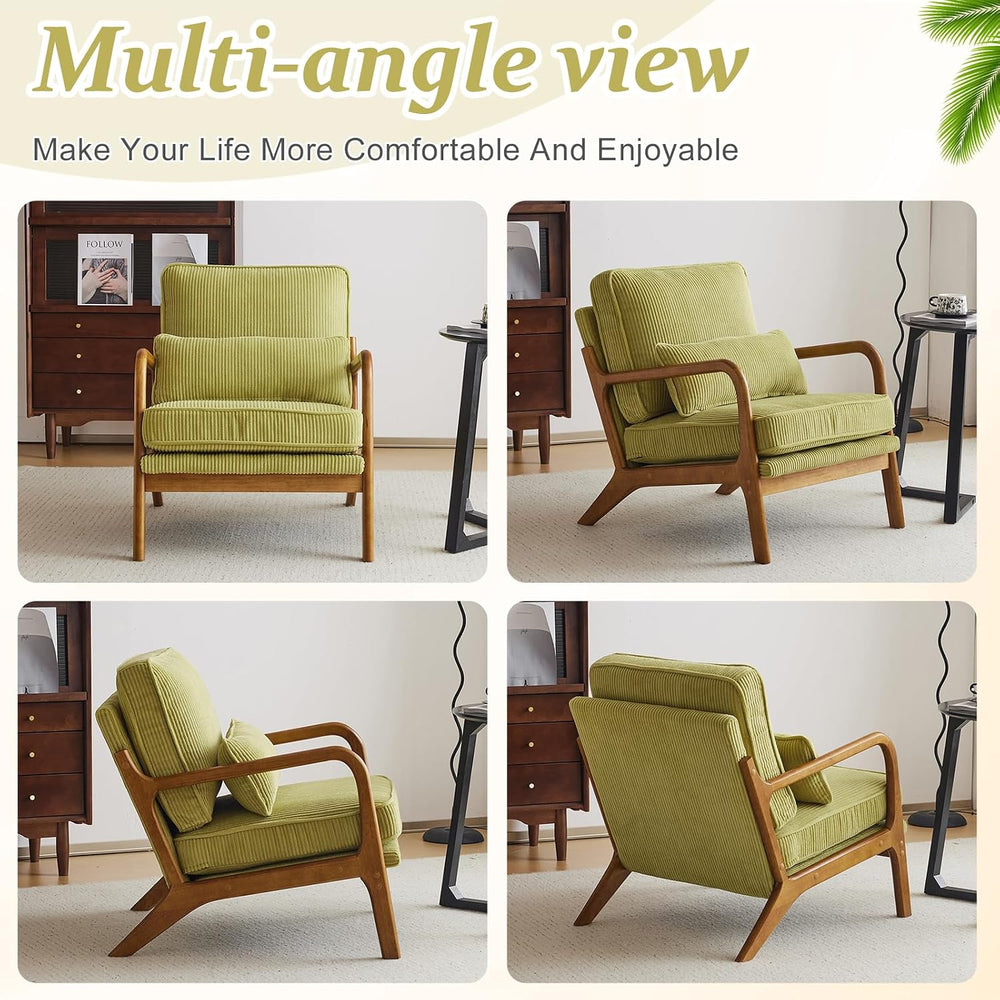VINGLI Upgraded Premium Corduroy Accent Chair,Upholstered Arm Chair,Solid Woo...