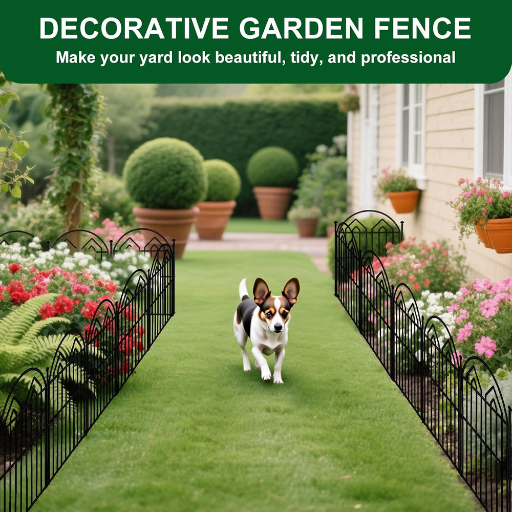 Decorative Garden Fence 17in x 28ft (26 Panels), Rustproof Metal No Dig Arche...