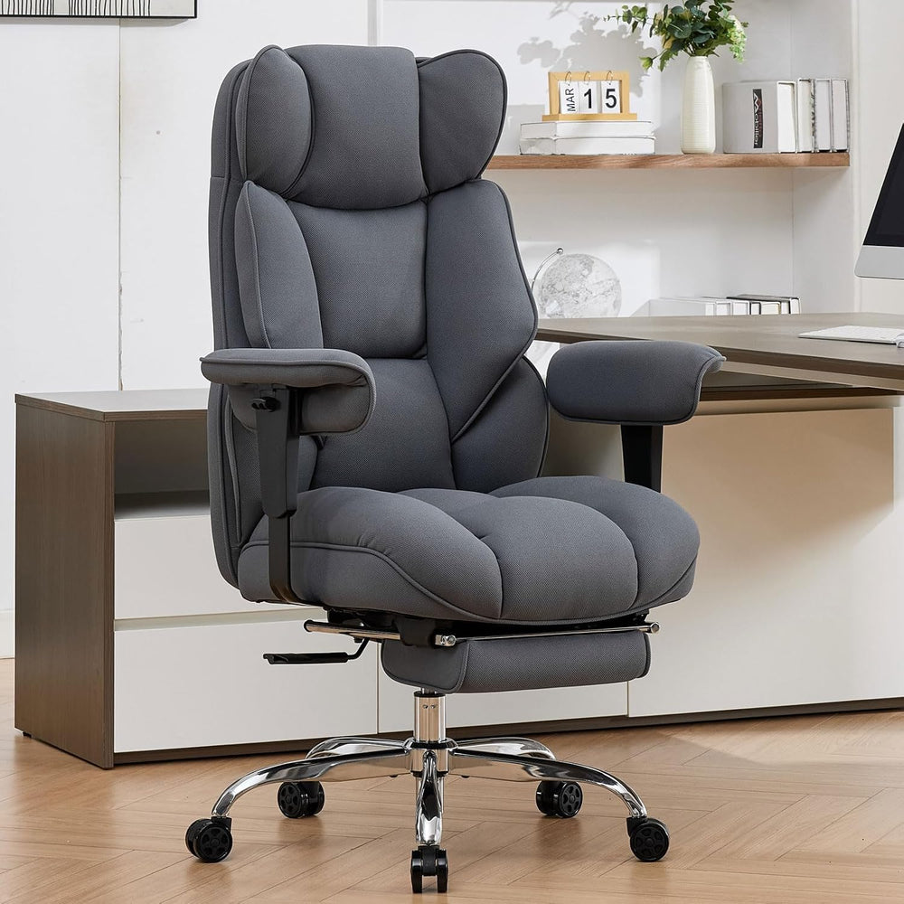 Efomao Executive Office Chair, Bluegrey Fabric Big and Tall Desk Chair