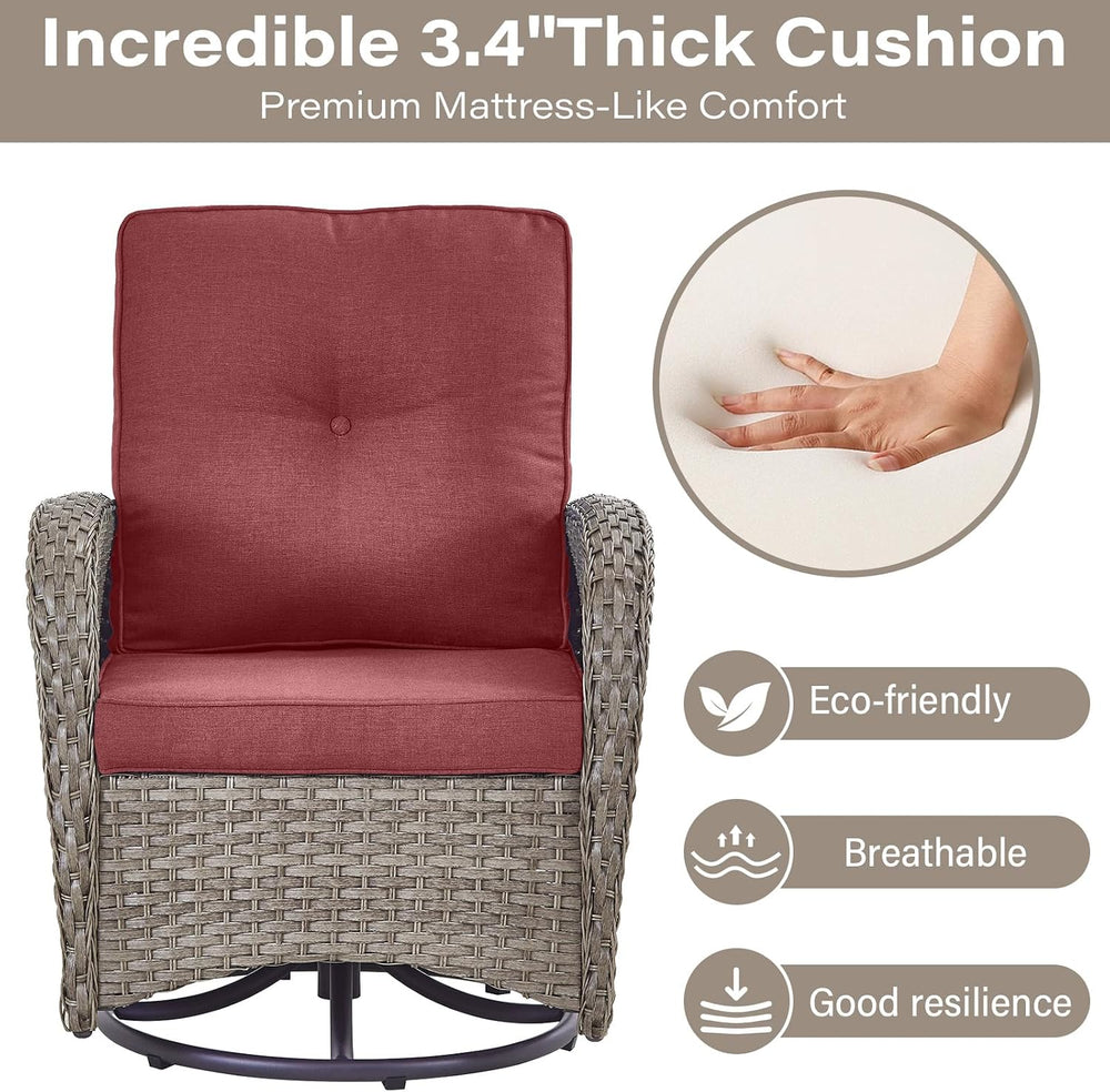 Belord 5 Piece Swivel Rocker Glider Outdoor Chairs Set of 2 with Ottoman and ...