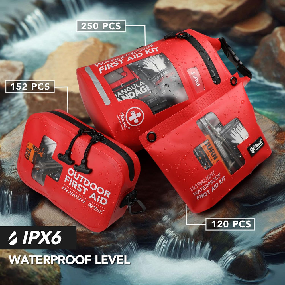152 PCS Waterproof First Aid Kit, Portable Small Boat Dry Bag Bug Out Bags, E...
