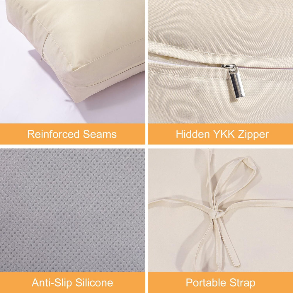 Waterproof Patio Cushion Covers Only 22x20x4 inch 4 Pack, Khaki