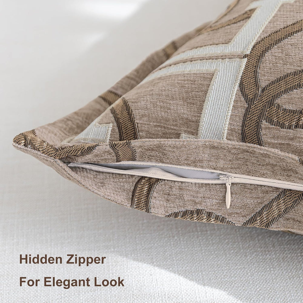 1 Piece Modern Letter H Throw Pillow Cover 20x20 Inch, Light Taupe