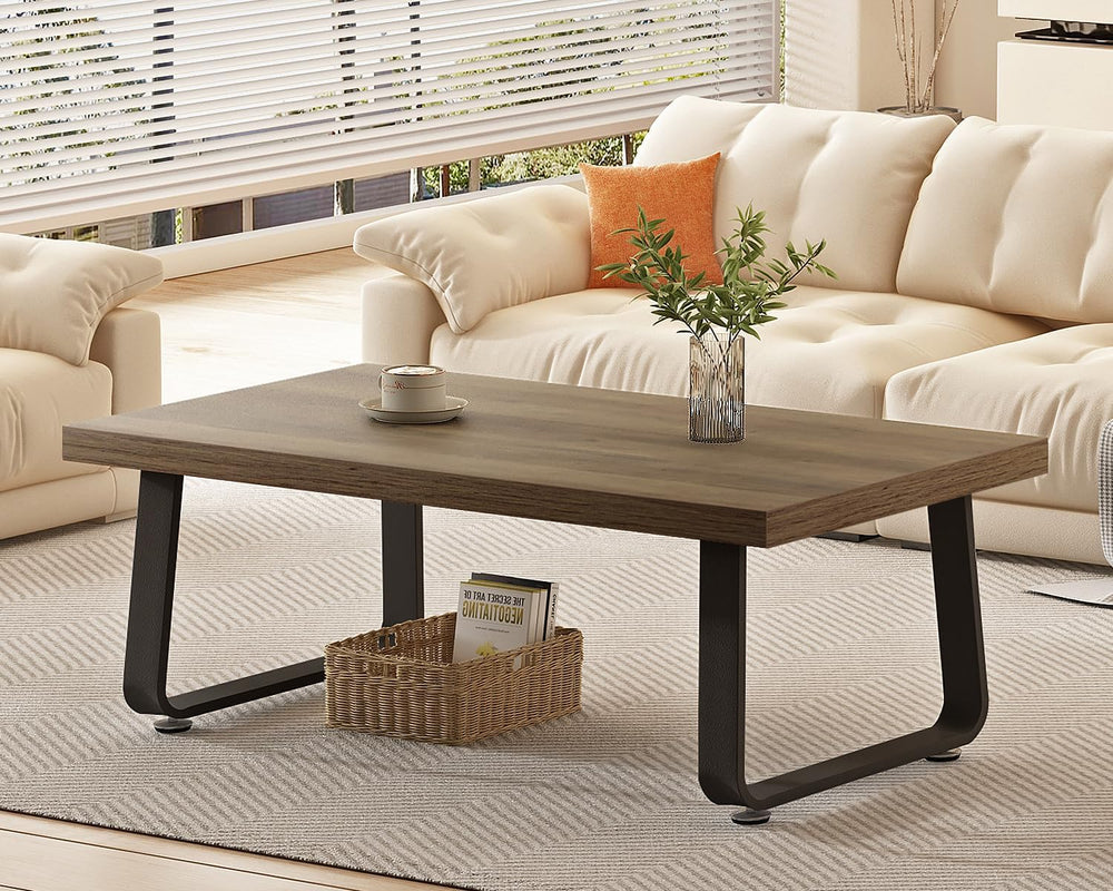 HSH 47" Wood Rectangle Coffee Table for Living Room, Rustic Oak