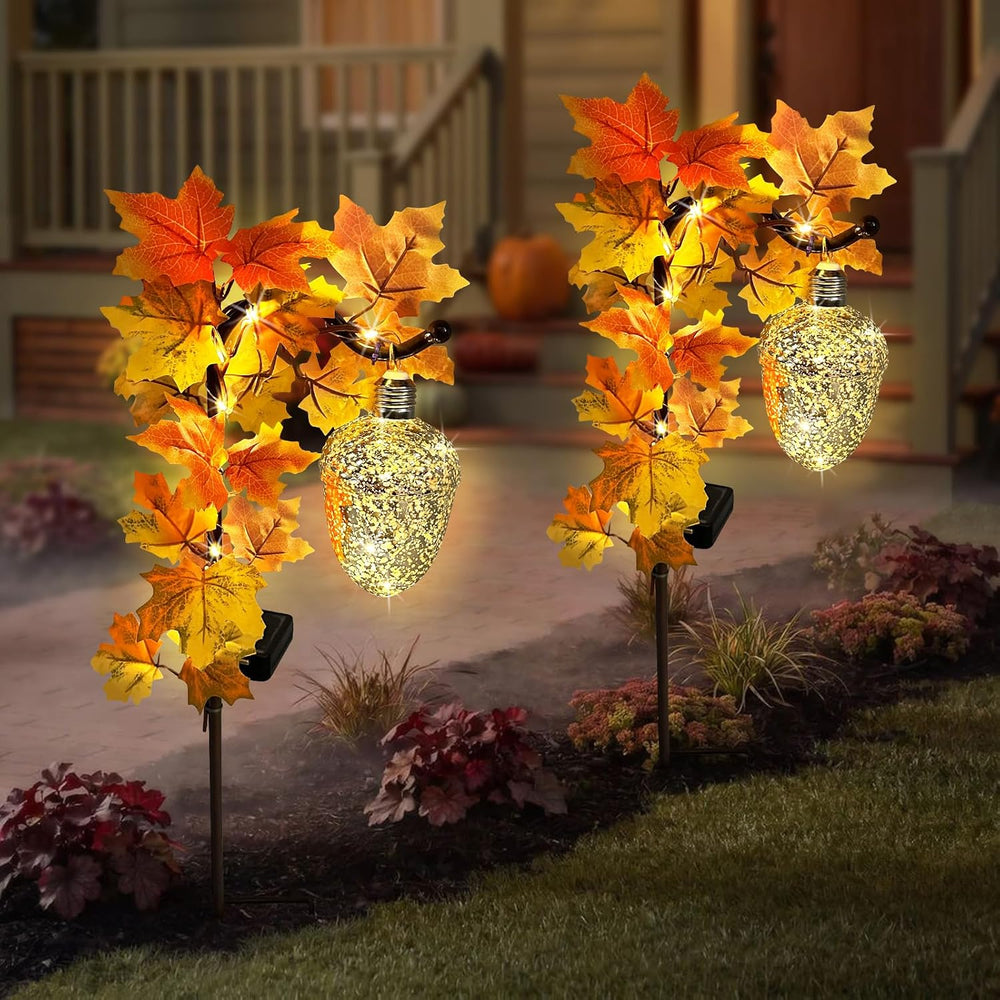 Acorn Solar Lights Outdoor Pathway,Fall Decorations Outdoor Garden Stakes
