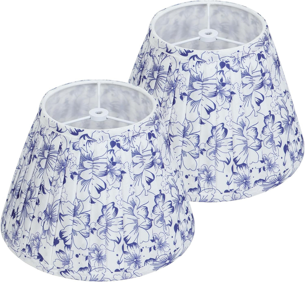 Blue & White Empire Pleated Lamp Shades Set of 2, 5" x 9" x 6.2...
