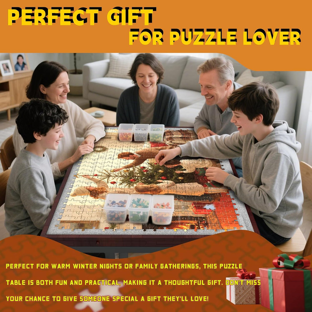 Folding Jigsaw Puzzle Table 1500 Pcs with 5 Angles, Drawers, Cover, Wheels