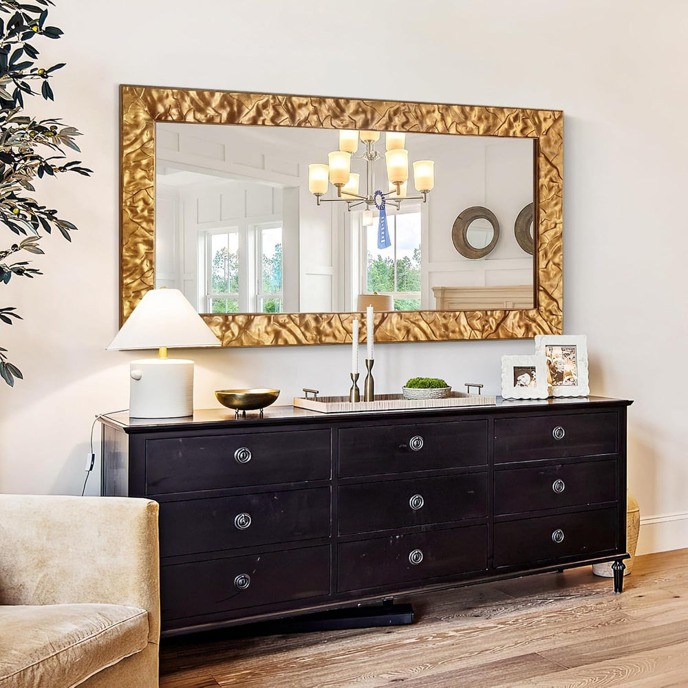 Chende 49" x 33" Rectangular Decorative Wall Mirror with Wood Frame