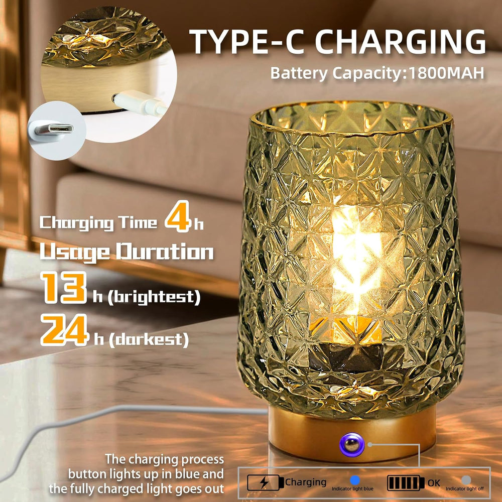 MJ PREMIER Rechargeable Table Lamp Small Cordless Lamp Dimmable Brightness