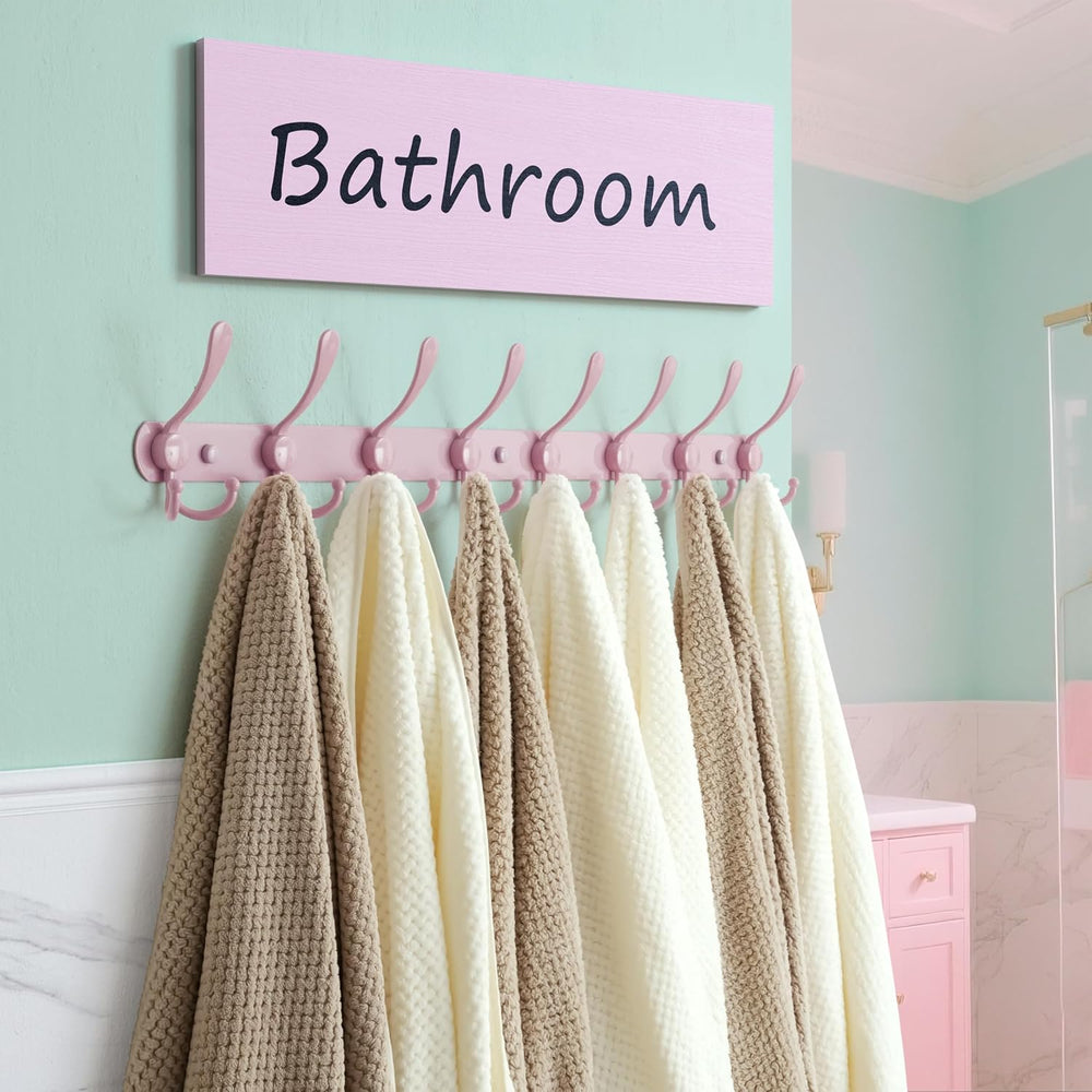 Dseap Coat Rack Wall Mount - 29.5” Long 8-Tri-Hooks Heavy Duty Coat Hanger Ra...