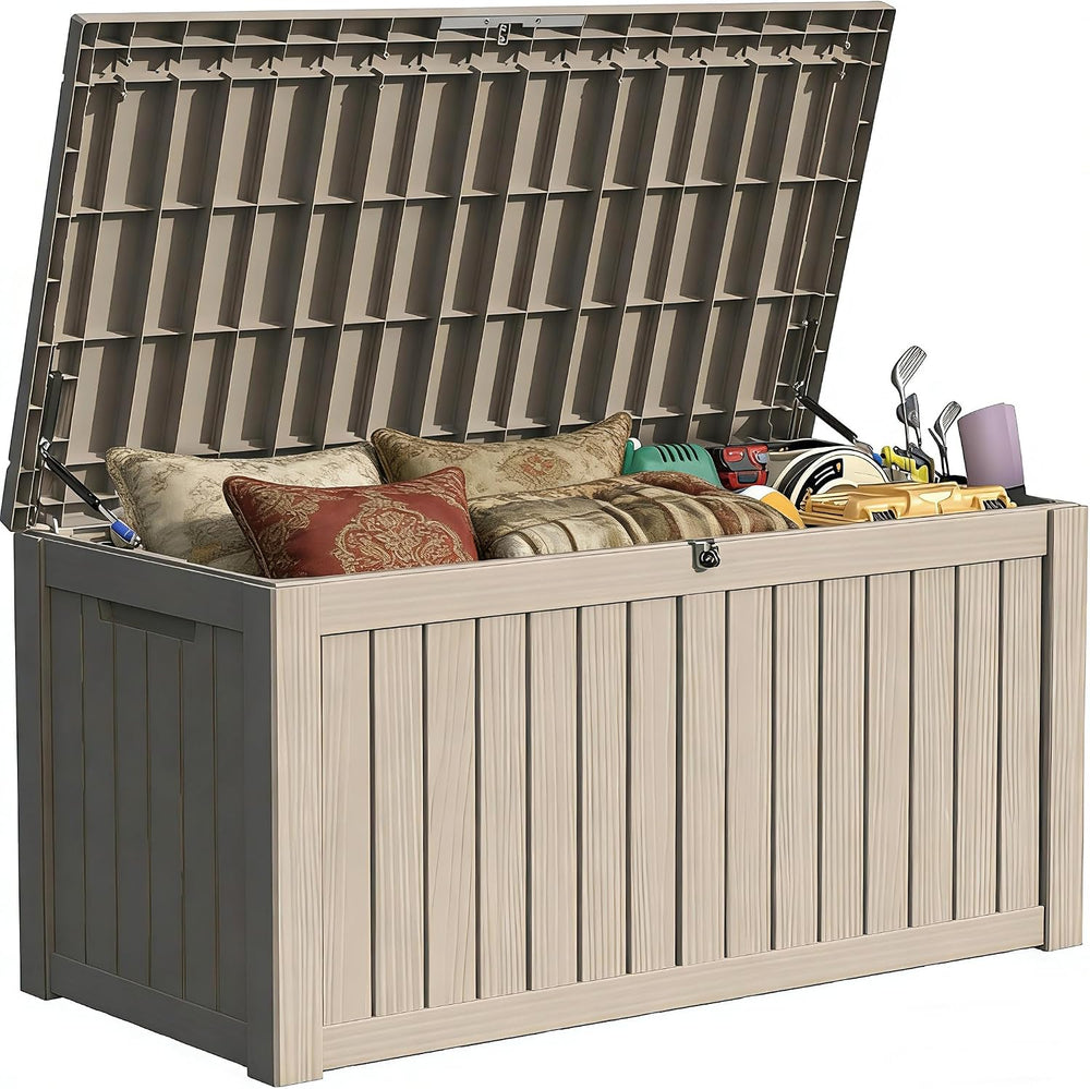 150 Gallon Outside Storage Box & Bench,Lockable&Waterproof Storage Or...